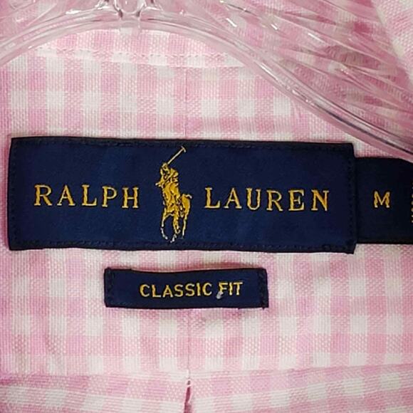 Polo Ralph Lauren Shirt Oxford Mens Size Medium M Pink Plaid Button Down SS - Picture 7 of 9